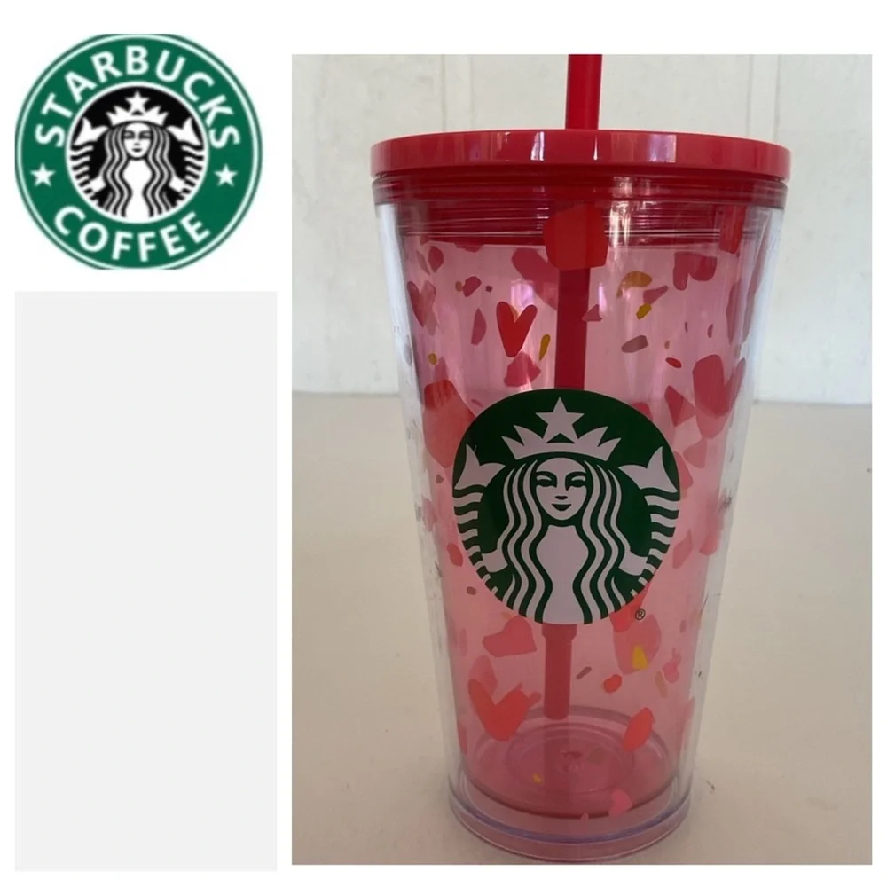 Starbucks 2020 NWT Valentines Day Pink Heart Cold Cup Tumbler 16 ounce